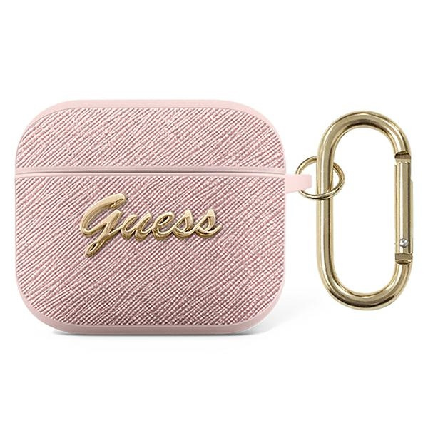 Etui GUESS Apple AirPods 3 Cover Saffiano Script Metal Collection Różowy Case