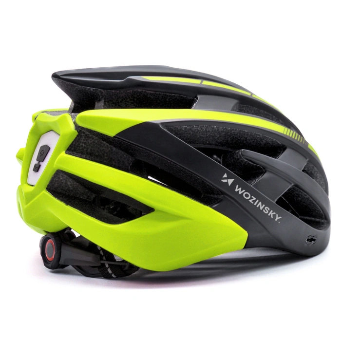 Kask rowerowy MTB Wozinsky z tylną lampką USB L - czarno-żółty