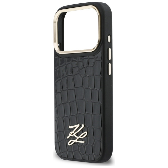 Etui Karl Lagerfeld Croco KL Script Logo MagSafe do iPhone 17 Pro Max czarny
