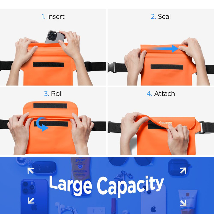Etui Spigen A620 Universal Waterproof Waist Bag 2-pack Sunset Orange Case