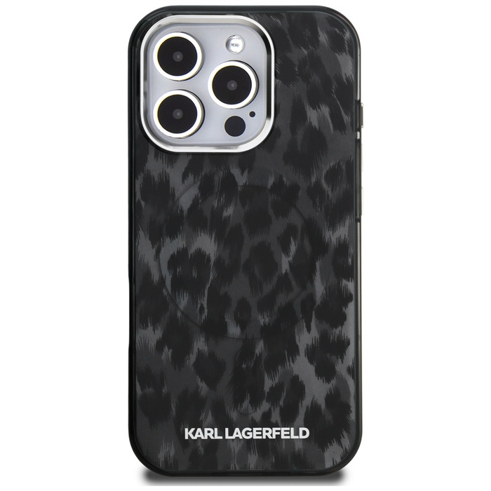 Etui Karl Lagerfeld IML Leopard Pattern  MagSafe do iPhone 16 Pro czarny