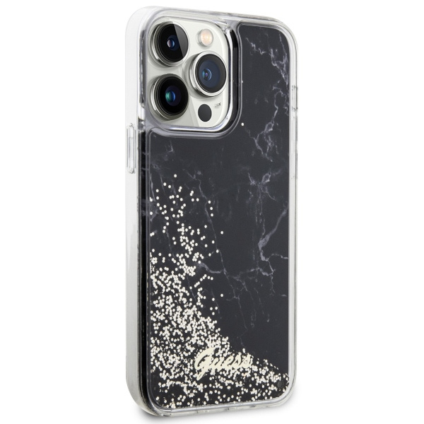 Etui Guess GUHCP14XLCSGSGK iPhone 14 Pro Max 6.7" czarny/black hardcase Liquid Glitter Marble Case
