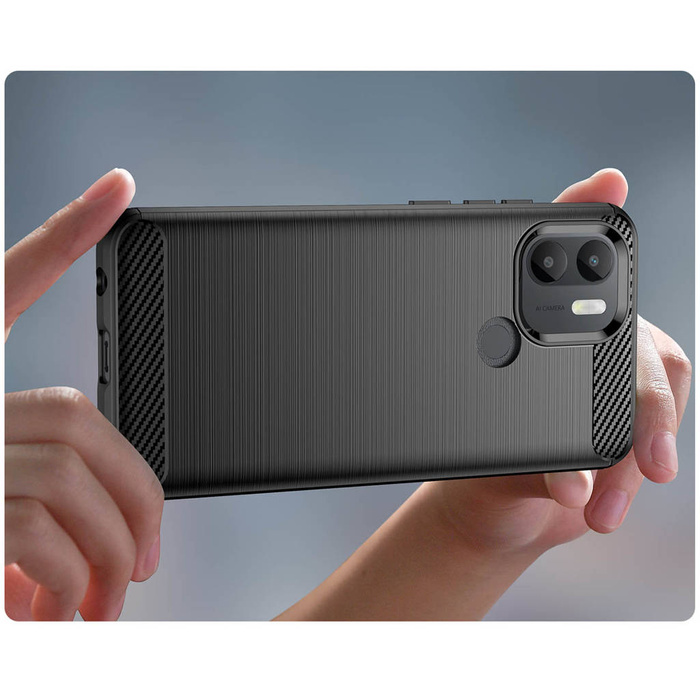 Etui Carbon Case etui do Xiaomi Redmi A1+ elastyczny silikonowy karbonowy pokrowiec czarne Case