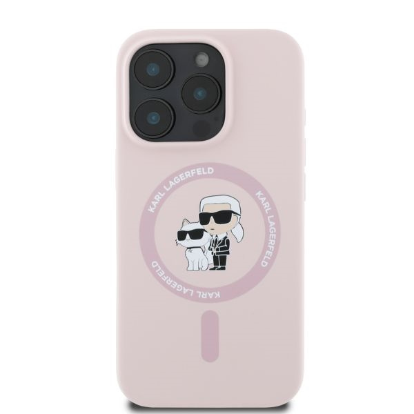 Etui Karl Lagerfeld iPhone 16 Pro różowy/pink HC MagSafe Silicone KC Heads Ring