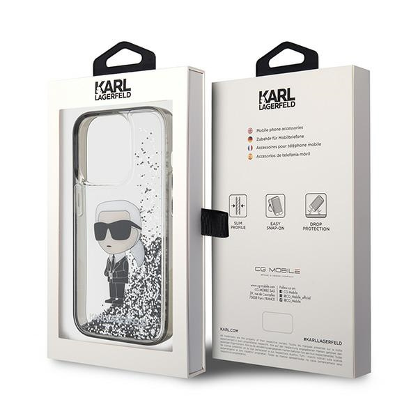 Etui Karl Lagerfeld KLHCP15LLKKNSK iPhone 15 Pro 6.1" transparent hardcase Liquid Glitter Ikonik Case