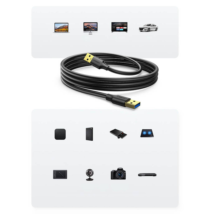 Ugreen kabel przewód USB - USB (męski - USB 3.2 Gen 1) 0,5 m czarny (US128 10369)
