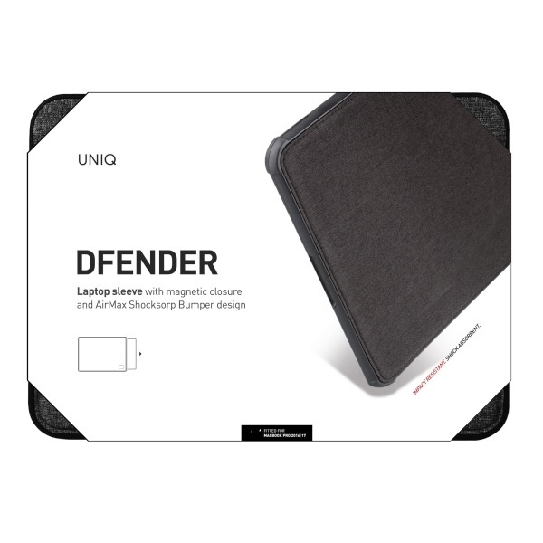 UNIQ etui Dfender laptop Sleeve 15" czarny/charcoal black