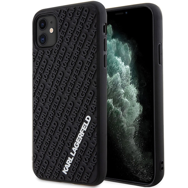 Etui Karl Lagerfeld KLHCN613DMKRLK iPhone 11 / Xr 6.1" czarny/black hardcase 3D Rubber Multi Logo Case