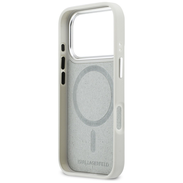 Etui Karl Lagerfeld Croco KL Script Logo MagSafe do iPhone 17 Pro srebrny