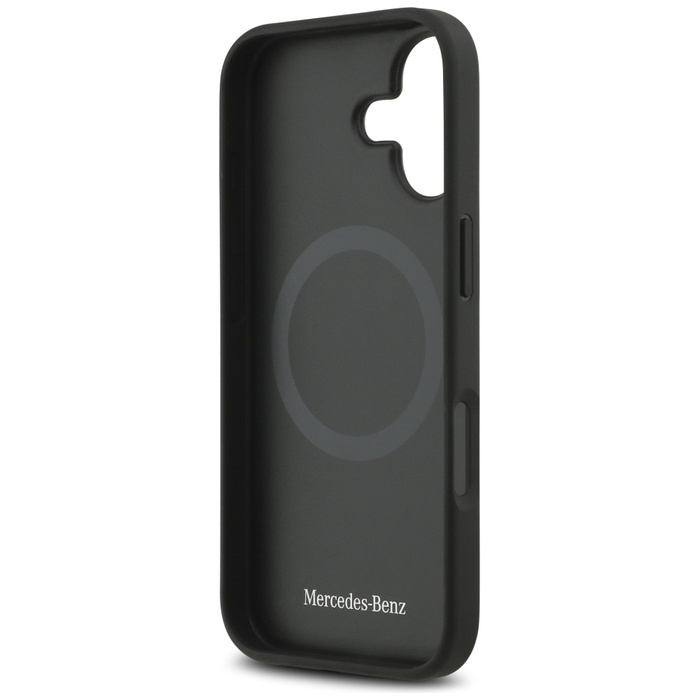 Etui Mercedes Leather Large Laurel Leave MagSafe do iPhone 17 czarny