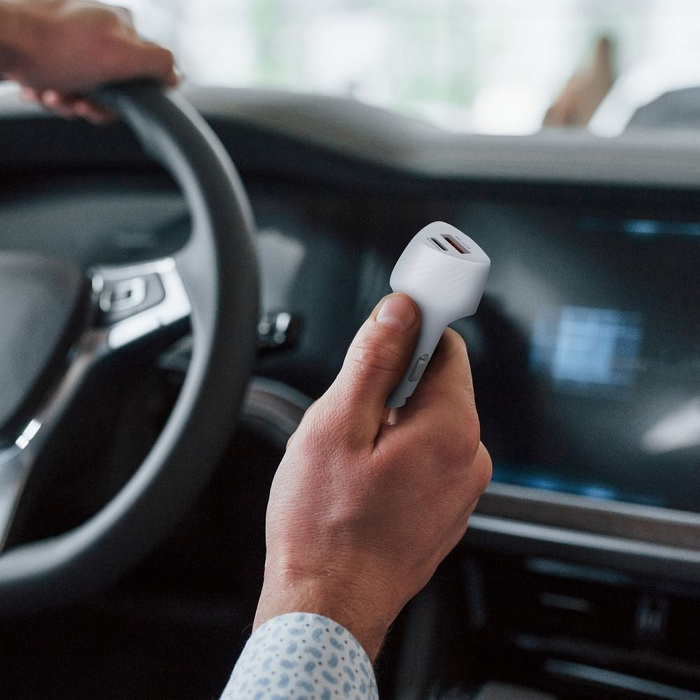 FORCELL F-ENERGY Carbon CC50-1A1C ładowarka samochodowa Typ C + USB A PD QC3.0 3A 38W biała