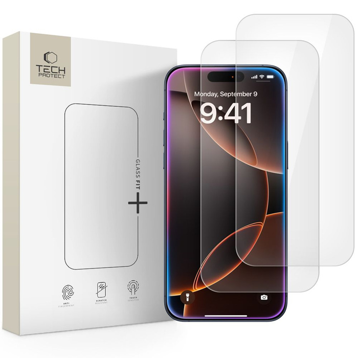 SZKŁO HARTOWANE TECH-PROTECT IPHONE 16 PRO MAX / 17 PRO MAX GLASS FIT+ 2-PACK CLEAR