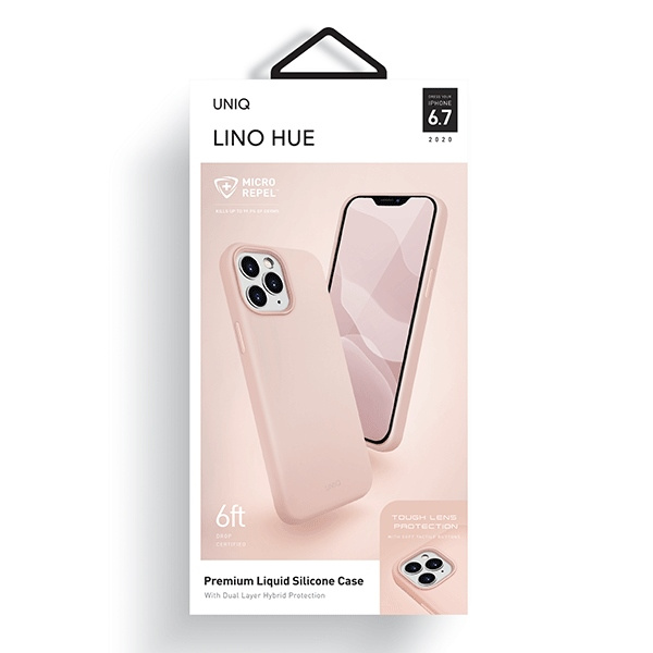 UNIQ etui Lino Hue iPhone 12 Pro Max 6,7" różowy/blush pink Antimicrobial