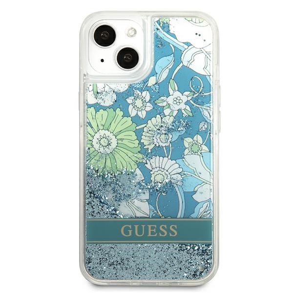 Etui GUESS Apple iPhone 13 Mini Flower Liquid Glitter Zielony Hardcase