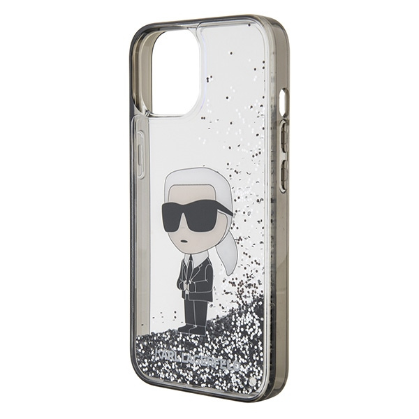 Etui Karl Lagerfeld KLHCP15SLKKNSK iPhone 15 6.1" transparent hardcase Liquid Glitter Ikonik Case