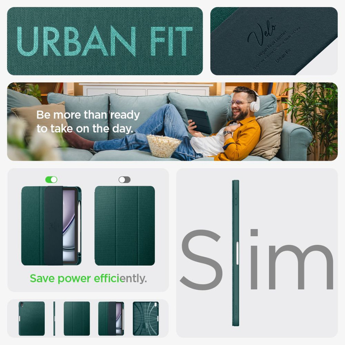 Etui Spigen Urban Fit iPad Air 10.9 4 / 5 / 2020-2022 / 6 7 / 2024-2025 Midnight Green Case