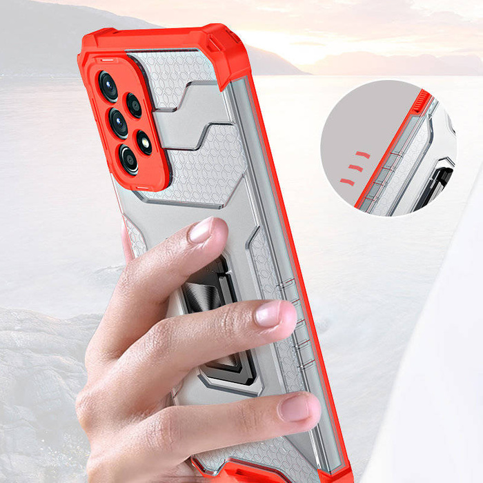 Crystal Ring Case pancerne hybrydowe etui pokrowiec + magnetyczny uchwyt Samsung Galaxy A72 4G niebieski