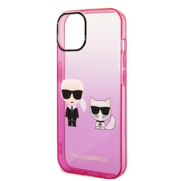 Etui KARL LAGERFELD Apple iPhone 14 Plus Gradient Ikonik Karl & Choupette Różowy Hardcase