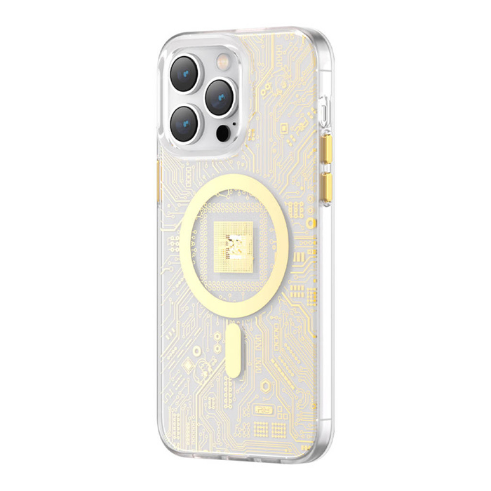 Etui Kingxbar Pqy Geek Series Magnetyczne Etui iPhone 14 Magsafe Złote Case