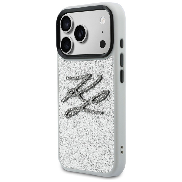 Etui Karl Lagerfeld IML Glitter KL       Diamond Logo do iPhone 17 Pro srebrny