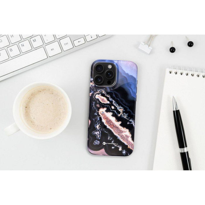 Etui na iPhone 16 Forcell F-Protect Mirage zgodny z MagSafe Military Drop-Test gold island