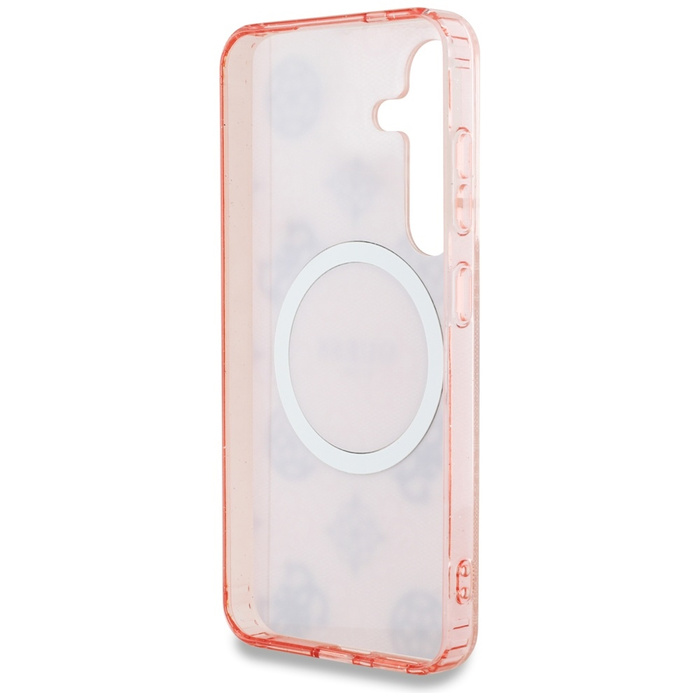 Etui Guess 4G Background Gold             Electroplated Peony Pattern MagSafe do Samsung Galaxy S25 różowy