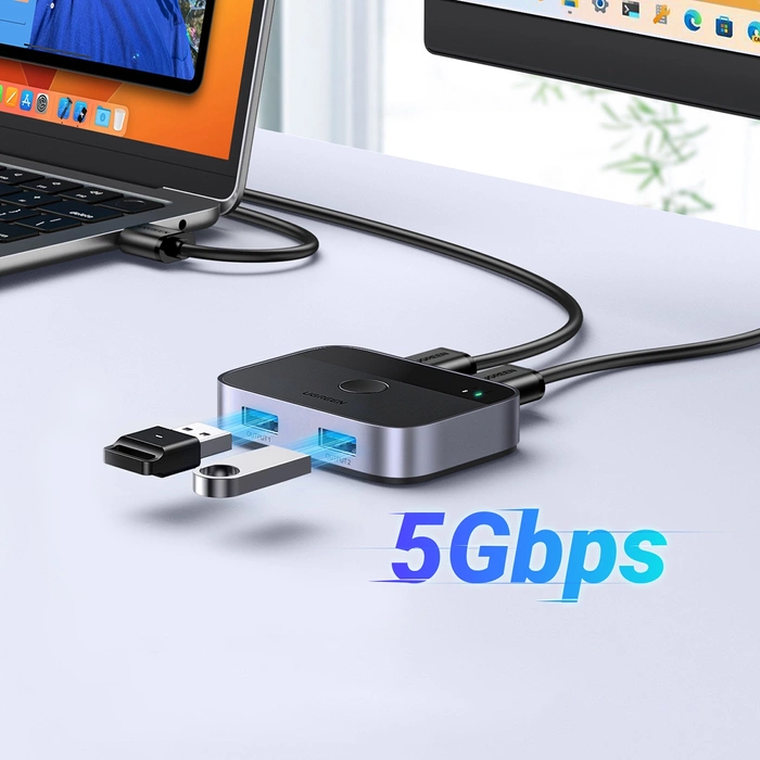 Przełącznik / Switch USB 3.0 (2x2) Ugreen CM757, 5 Gbps + 2x kabel USB 1.5m