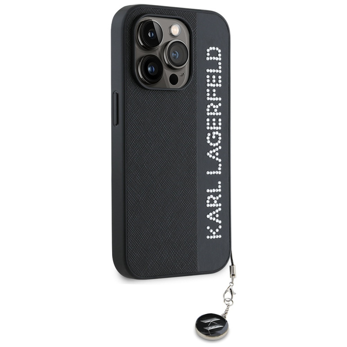 Etui Karl Lagerfeld KLHCP15LPSAKDGCK iPhone 15 Pro 6.1" czarny/black hardcase Saffiano Rhinestones & Charm