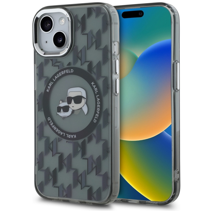 Karl Lagerfeld KLHMP15SHMCKMHK iPhone 15 6.1" czarny/black IML Monogram Karl&Choupette Head MagSafe