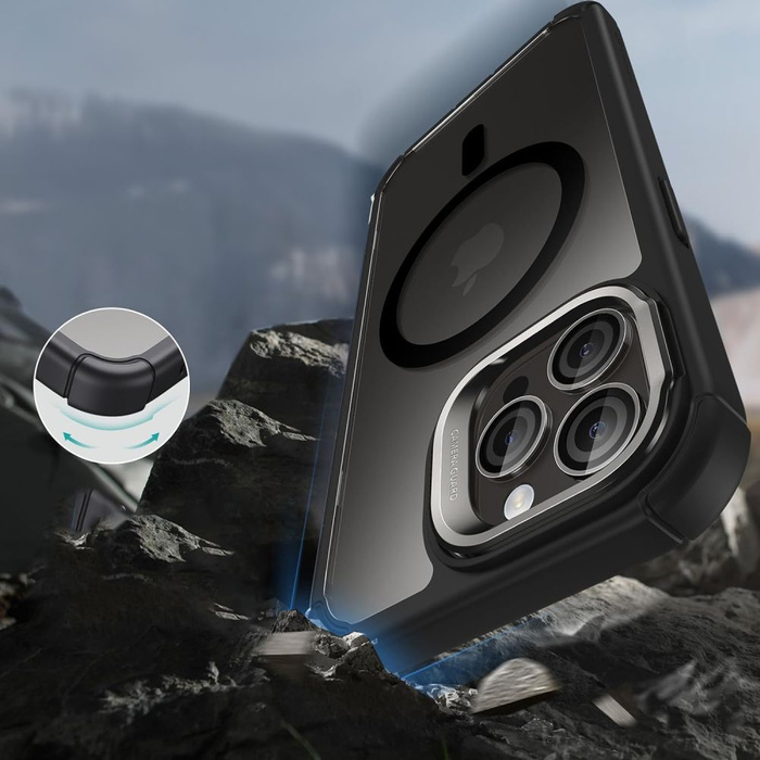 Etui Esr Armor Tough Kickstand Halolock Magsafe iPhone 15 Pro Clear/black Case