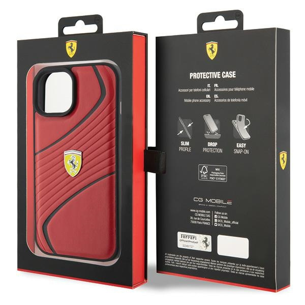Etui Ferrari FEHCP15SPTWR iPhone 15 6.1" czerwony/red hardcase Twist Metal Logo Case