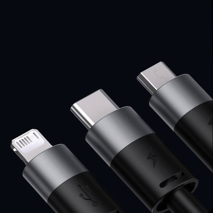 Baseus StarSpeed kabel 3w1 USB-A - Micro-USB / Lightning / USB-C 3.5A 1.2m fioletowy