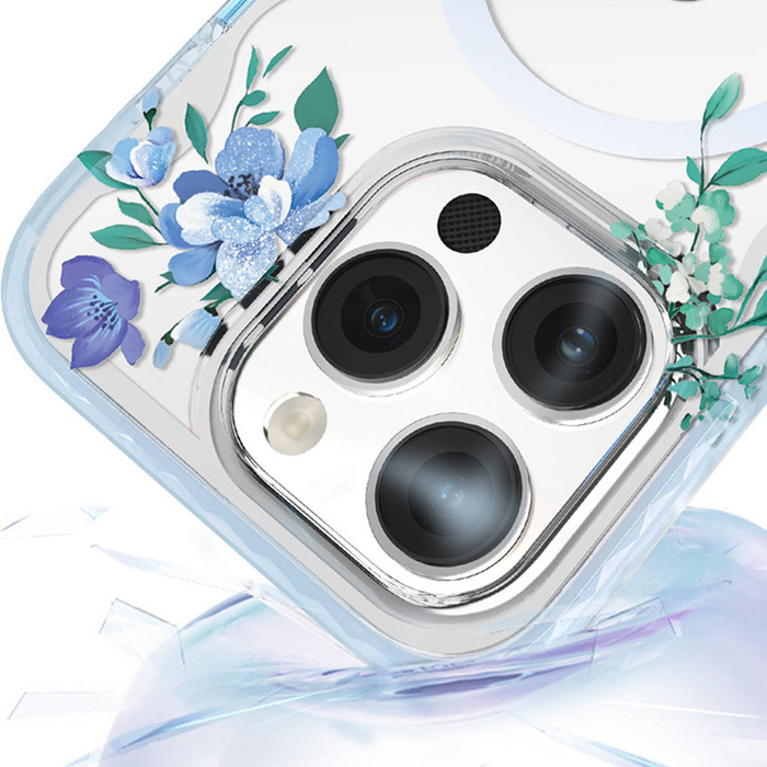 Etui Kingxbar Flora Series Magnetyczne Etui iPhone 14 Plus Magsafe Ozdobione Nadrukiem W Kwiaty Orchid Case