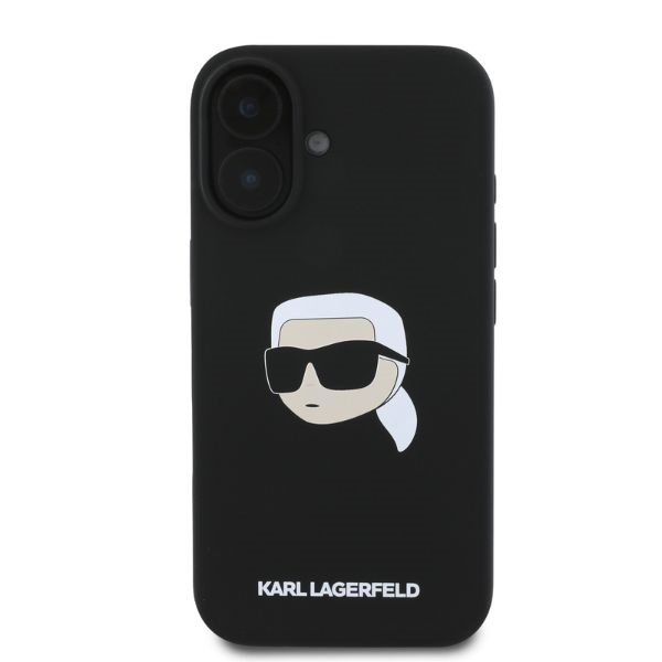 Etui Karl Lagerfeld iPhone 16 czarny/black HC MagSafe Sil KL Head Print