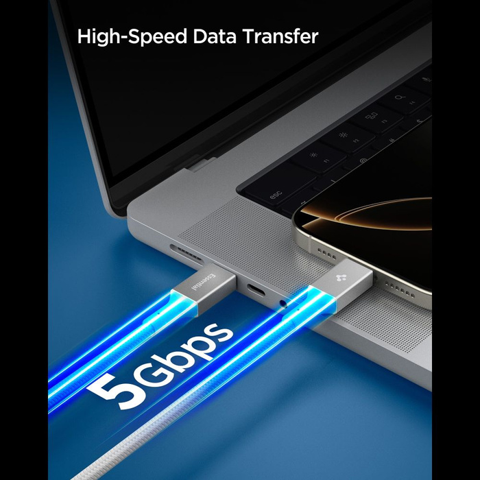 KABEL USB-C SPIGEN EB10015CC ESSENTIAL 100W 150CM BIAŁY