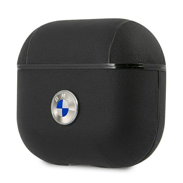 Etui BMW Apple AirPods 3 Cover Geniune Leather Silver Logo Czarny Case