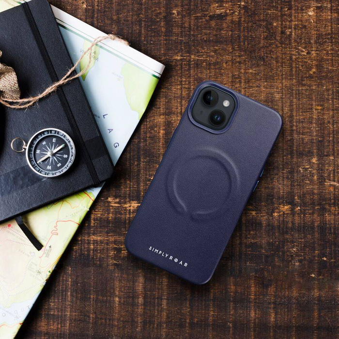 ROAR futerał LEATHER MAG kompatybilny z MagSafe do IPHONE 14 Pro Granatowy