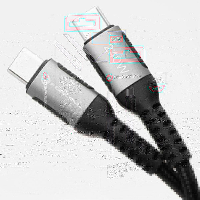 Kabel USB C do USB C Forcell F-Energy QC4.0 PD 5A 240W Cafule 1,2 m C263 czarny 