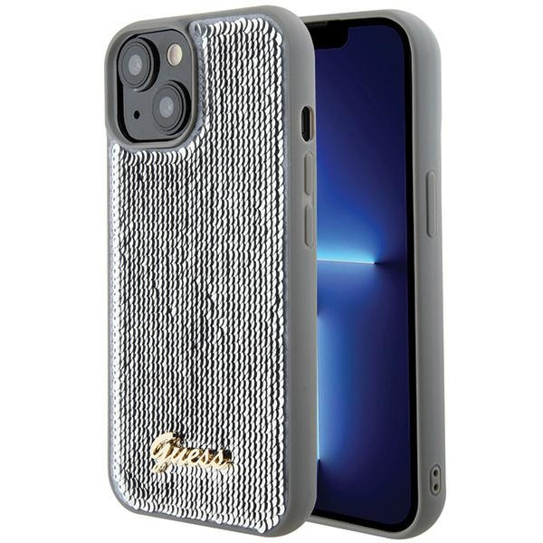 Etui Guess GUHCP15SPSFDGSS iPhone 15 6.1" srebrny/silver hardcase Sequin Script Metal Case