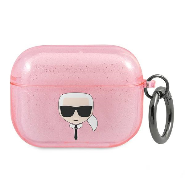 Etui KARL LAGERFELD Apple AirPods Pro Cover Glitter Karl`s Head Różowy Case