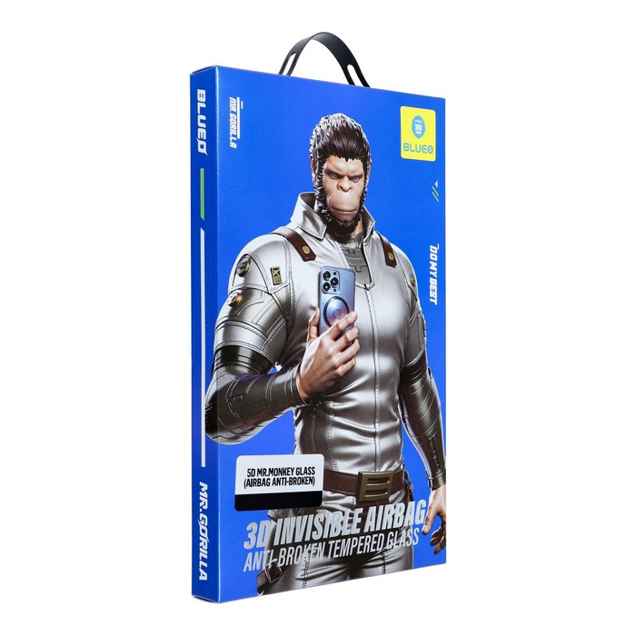 Szkło Hartowane 5D Mr. Monkey Glass - Apple iPhone 15 Pro Max czarny (Airbag Anti-broken)