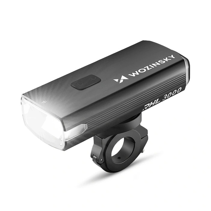 Lampka rowerowa przednia Wozinsky + kabel USB-C (3000 lm)  - czarna