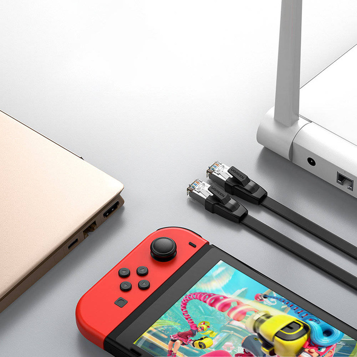 Ugreen kabel LAN Ethernet Cat.8 U/FTP płaski 1m czarny (NW134)