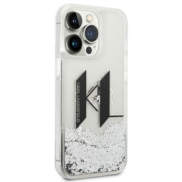 Etui KARL LAGERFELD Apple iPhone 14 Pro Max Liquid Glitter Big KL Srebrny Hardcase