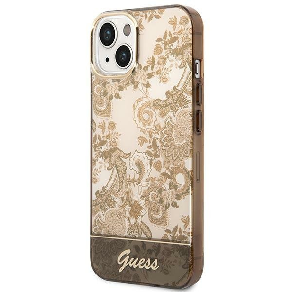 Etui GUESS Apple iPhone 14 Porcelain Collection Ochre Brązowy Hardcase
