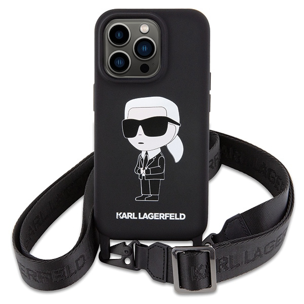 Etui Karl Lagerfeld KLHCP15LSCBSKNK iPhone 15 Pro 6.1" hardcase czarny/black Crossbody Silicone Ikonik Case