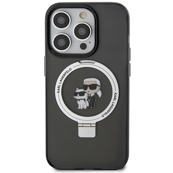 Etui Karl Lagerfeld KLHMP15LHMRSKCK iPhone 15 Pro 6.1" czarny/black hardcase Ring Stand Karl&Choupettte MagSafe Case