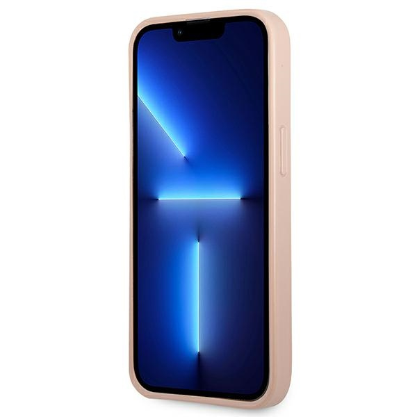 Etui GUESS Apple iPhone 13 13 Pro Saffiano Triangle Logo Cardslot Różowy Hardcase