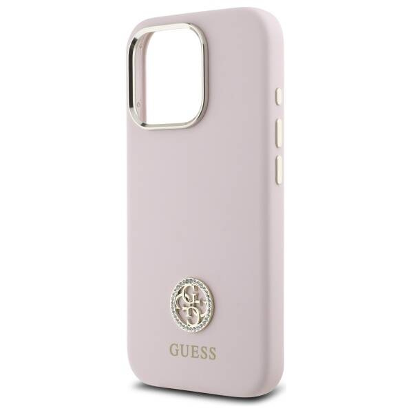 Etui Guess iPhone 16 Pro jasnoróżowy/pink hardcase Silicone Logo Strass 4G