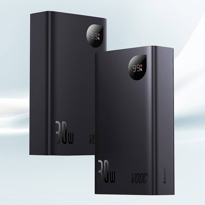 Baseus Adaman2 powerbank z wyświetlaczem cyfrowym 20000mAh 30W 2 x USB / 1x USB Typ C Power Delivery Quick Charge SCP, Oppo Super VOOC czarny (PPAD050101)